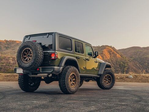 RockTrix RT116 17 inch Wheel Compatible with Jeep Wrangler JK JL 17x9 5x5 Wheels (-12mm Offset, 4.5in Backspace) 5x5 PCD, 71.5mm Bore, Black Wheels, Also fits Gladiator JT Rims in Kuwait