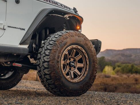 RockTrix RT116 17 inch Wheel Compatible with Jeep Wrangler JK JL 17x9 5x5 Wheels (-12mm Offset, 4.5in Backspace) 5x5 PCD, 71.5mm Bore, Black Wheels, Also fits Gladiator JT Rims in Kuwait