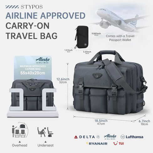 Stypos Large Tactical Laptop Bag for Men,17.3 Inch Computer Bag Briefcase with Passport Wallet, Carry on Messenger Bag in Kuwait