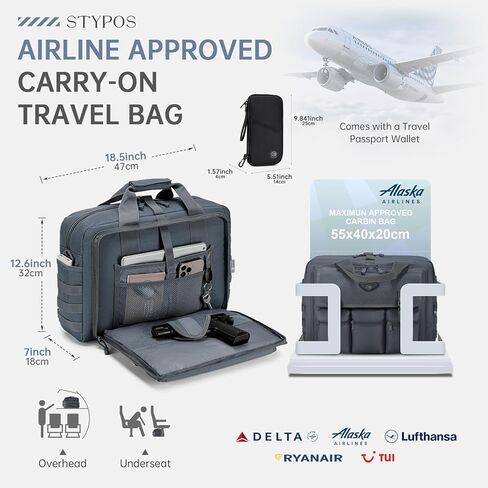 Stypos Large Tactical Laptop Bag for Men,17.3 Inch Computer Bag Briefcase with Passport Wallet, Carry on Messenger Bag in Kuwait