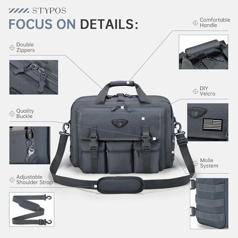 Stypos Large Tactical Laptop Bag for Men,17.3 Inch Computer Bag Briefcase with Passport Wallet, Carry on Messenger Bag in Kuwait
