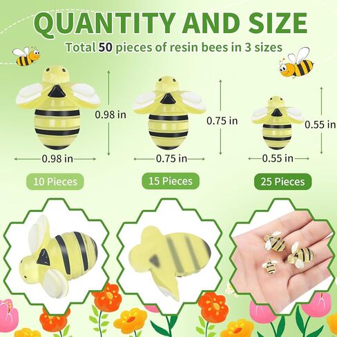 100PCS Tiny Resin Bees, Plastic Bees Glow in The Dark, Bumble Bees for Crafts and Birthday Party Table Decoration in Kuwait