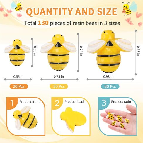 100PCS Tiny Resin Bees, Plastic Bees Glow in The Dark, Bumble Bees for Crafts and Birthday Party Table Decoration in Saudi Arabia