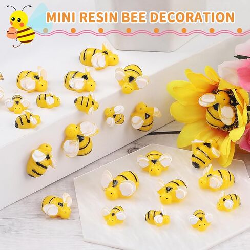 100PCS Tiny Resin Bees, Plastic Bees Glow in The Dark, Bumble Bees for Crafts and Birthday Party Table Decoration in Saudi Arabia