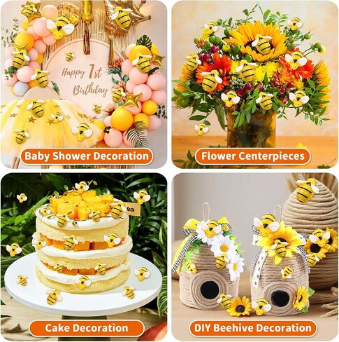 100PCS Tiny Resin Bees, Plastic Bees Glow in The Dark, Bumble Bees for Crafts and Birthday Party Table Decoration in Saudi Arabia
