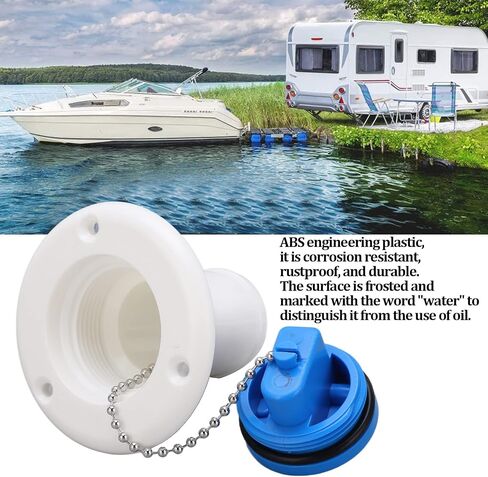 Tissting Boat Deck Fill 1.5in/38mm ABS Black Water Filler Cap - Keyless Design Marine Water Filler for Boats and Yachts, Easy to Use with Anti-Loss Chain and Secure Sealing for Marine Applications in Saudi Arabia