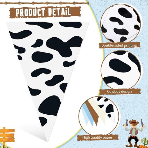 Pasimy 5 PCS قصة الرسوم المتحركة ديكورات حفلة عيد ميلاد زرقاء السماء السحب البيضاء وطباعة البقرة لافتات العزات رفقاء الأزرق الأزرق المثلث لافتة العلم لدش الطفل ديكورات حفلة عيد ميلاد الطفل in Kuwait
