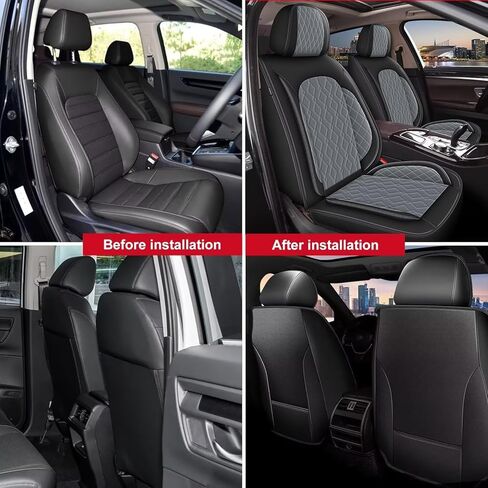 2 أغطية المقعد الأمامي تناسب Subaru Forester 2007-2024 2025 CONDERS LEATHY CAR COVERS COSTERTORTER CUSTEROTTOR (2 fornt ، Black & Gray) in Kuwait