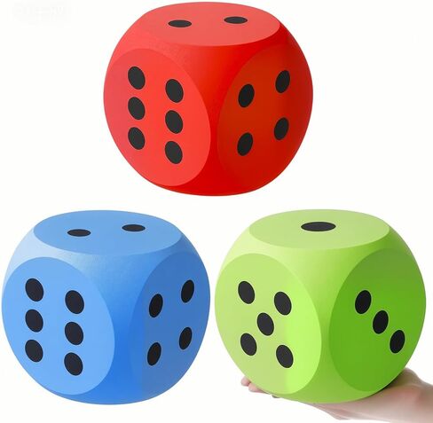 3 Pcs 6 Inches Large Casino Foam Dice Set Jumbo Soft Foam Dice for Family Educational Toys Board Game Night Giant Casino Themed Party Decoration Graduation Prom Birthday Party Supply in Saudi Arabia