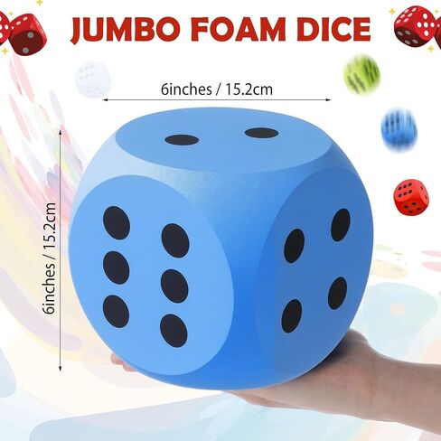 3 Pcs 6 Inches Large Casino Foam Dice Set Jumbo Soft Foam Dice for Family Educational Toys Board Game Night Giant Casino Themed Party Decoration Graduation Prom Birthday Party Supply in Saudi Arabia