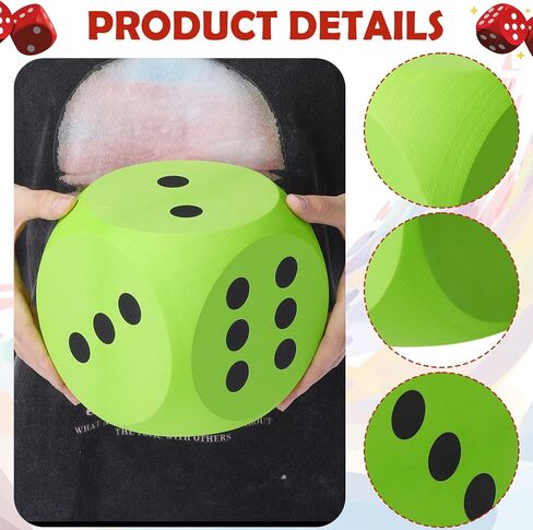 3 Pcs 6 Inches Large Casino Foam Dice Set Jumbo Soft Foam Dice for Family Educational Toys Board Game Night Giant Casino Themed Party Decoration Graduation Prom Birthday Party Supply in Saudi Arabia
