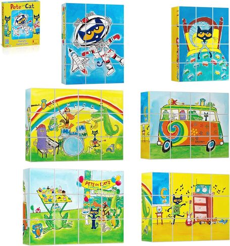 Picassotiles Magnetic Figures 6 Pete The Cat Family Action Action Action Toddler Toys Magnet Expression Pack Build Build Build Add-On Educational STEM Learn in Kuwait