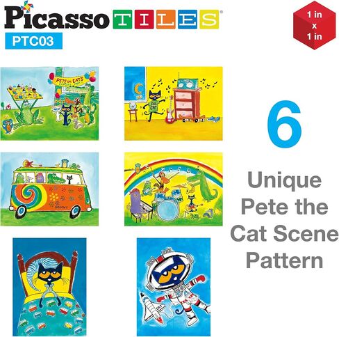 Picassotiles Magnetic Figures 6 Pete The Cat Family Action Action Action Toddler Toys Magnet Expression Pack Build Build Build Add-On Educational STEM Learn in Kuwait