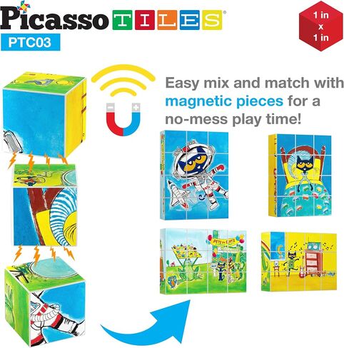 Picassotiles Magnetic Figures 6 Pete The Cat Family Action Action Action Toddler Toys Magnet Expression Pack Build Build Build Add-On Educational STEM Learn in Kuwait