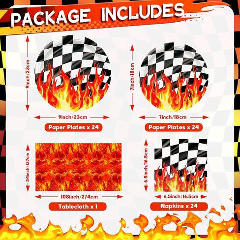 Fire Party Tableware Set, 73PCS Little Firefighter Birthday Party Supplies Includes 9 and 7 Inch Plates Napkins and Tablecloth for Summer BBQ Picnic Party Tableware Flame Racing Party Decorations in Saudi Arabia