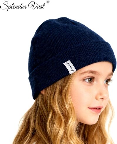 Beanie for Children Unisex Knit Cuffed Plain Winter Beanies Hats Skull Cap in Saudi Arabia