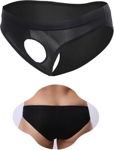 ohyeah Mens Sexy Open Front Hole Underwear Thong Low Rise Briefs Lingerie for Straight Men Soft Comfortable Underpants,S-XL in Saudi Arabia