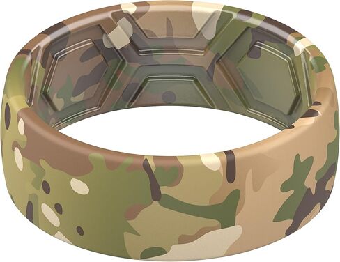 ThunderFit Silicone Wedding Ring for Men, Printed Design 8.1mm Wide 2mm Thick (Wood - Size 10-10.5 (20.20mm)) in Kuwait