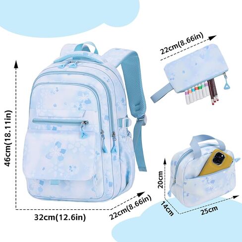 Kids backpack for Girl Bookbag for Girls with Lunch Bag & Pen Case studen Elementary Middle High schoolbag (pink) in Saudi Arabia
