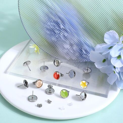 1 Box 100pcs 10mm stud atring inring blanks cabochon stud arring blanks hypoallergenic Stains Stains Stud Round Round Round Roting with ear nut silver ear posts for Jewelry Making Supplies Diy Crafts in Saudi Arabia