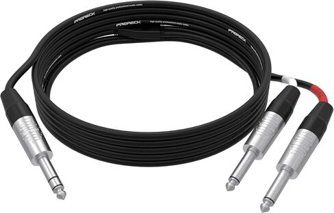PRORECK 6FT Y-Splitter Stereo Breakout Cable - 1/4" ستيريو TRS إلى ثنائي أحادي XLR ذكر، موصلات Rean، 20 AWG، مثالي لتطبيقات المسرح والاستوديو والصوت المباشر (PR-TRS-2XLRM/6FT) in Kuwait