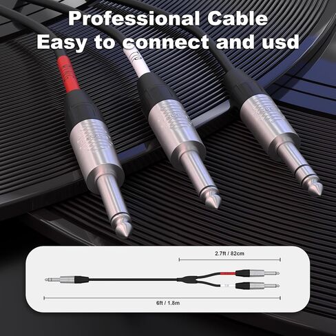 PRORECK 6FT Y-Splitter Stereo Breakout Cable - 1/4" ستيريو TRS إلى ثنائي أحادي XLR ذكر، موصلات Rean، 20 AWG، مثالي لتطبيقات المسرح والاستوديو والصوت المباشر (PR-TRS-2XLRM/6FT) in Kuwait