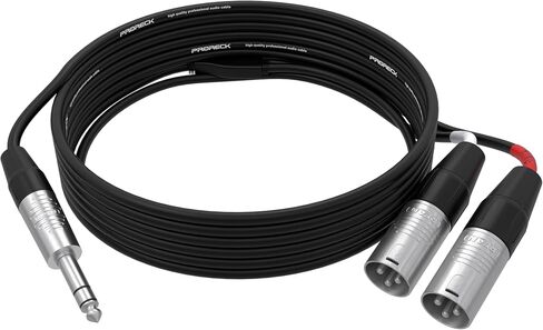 PRORECK 6FT Y-Splitter Stereo Breakout Cable - 1/4" ستيريو TRS إلى ثنائي أحادي XLR ذكر، موصلات Rean، 20 AWG، مثالي لتطبيقات المسرح والاستوديو والصوت المباشر (PR-TRS-2XLRM/6FT) in Kuwait