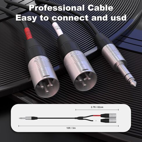 PRORECK 6FT Y-Splitter Stereo Breakout Cable - 1/4" ستيريو TRS إلى ثنائي أحادي XLR ذكر، موصلات Rean، 20 AWG، مثالي لتطبيقات المسرح والاستوديو والصوت المباشر (PR-TRS-2XLRM/6FT) in Kuwait