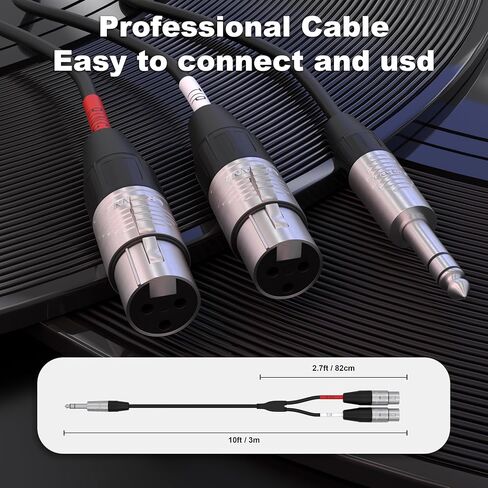 PRORECK 6FT Y-Splitter Stereo Breakout Cable - 1/4" ستيريو TRS إلى ثنائي أحادي XLR ذكر، موصلات Rean، 20 AWG، مثالي لتطبيقات المسرح والاستوديو والصوت المباشر (PR-TRS-2XLRM/6FT) in Kuwait