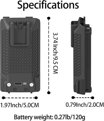 بطارية UV-K5 USB-C شحن 2600 مللي أمبير في الساعة سعة كبيرة 7.4VDC بطارية UV-K58 مع مشبك حزام لملحقات جهاز الاتصال اللاسلكي UV-K6 in Kuwait