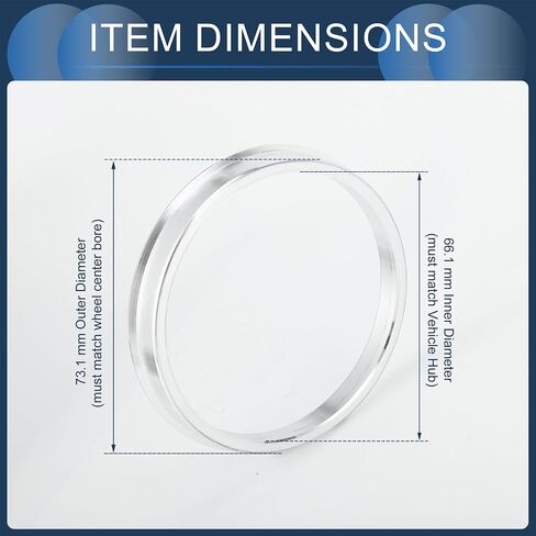 Hub Centric Rings, 72.56mm ID to 73.1mm OD Vehicle Wheel Hubrings Aluminum Alloy, 4 Pcs in Saudi Arabia