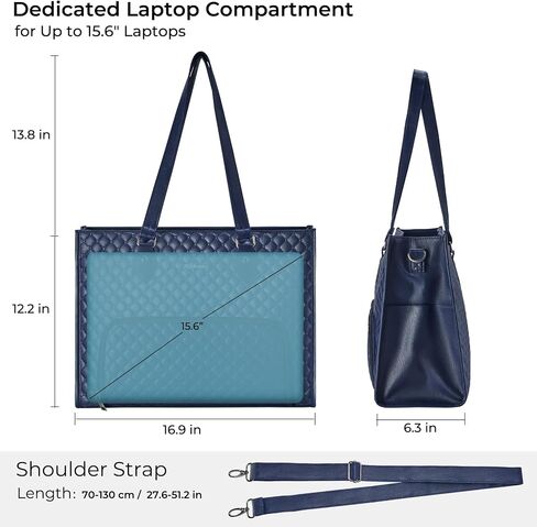 Laptop Bag with Insulated Lunch Compartment for Women, PU Leather 15.6 Inch Work Bag, Elegant Computer Handbag, Versatile Business Tote for Office,Travel or Casual-Chocolate Brown in Saudi Arabia
