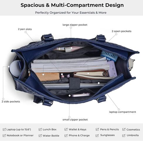 Laptop Bag with Insulated Lunch Compartment for Women, PU Leather 15.6 Inch Work Bag, Elegant Computer Handbag, Versatile Business Tote for Office,Travel or Casual-Chocolate Brown in Saudi Arabia