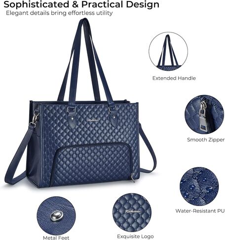 Laptop Bag with Insulated Lunch Compartment for Women, PU Leather 15.6 Inch Work Bag, Elegant Computer Handbag, Versatile Business Tote for Office,Travel or Casual-Chocolate Brown in Saudi Arabia