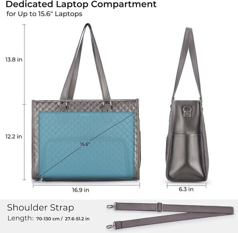 Laptop Bag with Insulated Lunch Compartment for Women, PU Leather 15.6 Inch Work Bag, Elegant Computer Handbag, Versatile Business Tote for Office,Travel or Casual-Chocolate Brown in Saudi Arabia