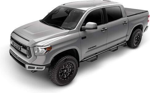 RealTruck Nerf Steps for Silverado/Sierra | Cab Length, Heavy Duty Steel, Gloss Back | C1773QC | Fits 2017-2019 Chevrolet Silverado/GMC Sierra 2500/3500 Classic Double Cab in Saudi Arabia