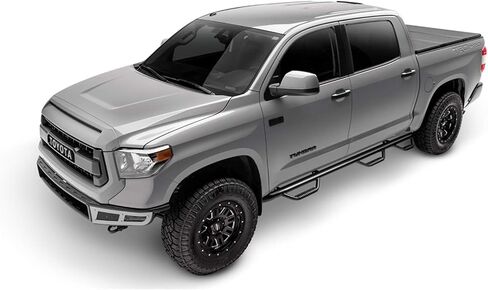 RealTruck Nerf Steps for Silverado/Sierra | Cab Length, Heavy Duty Steel, Gloss Back | C1773QC | Fits 2017-2019 Chevrolet Silverado/GMC Sierra 2500/3500 Classic Double Cab in Saudi Arabia