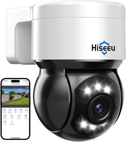 Hiseeu 【4K HD +121 درجة عرض واسع】 كاميرا 4K 8MP PoE، كاميرا IP، اكتشاف المركبات البشرية، صوت ثنائي الاتجاه، وصول مجاني عن بعد، رؤية ليلية ملونة، مقاومة للماء IP 67، فتحة بطاقة SD، العمل 4K 8MP PoE NVR in Kuwait
