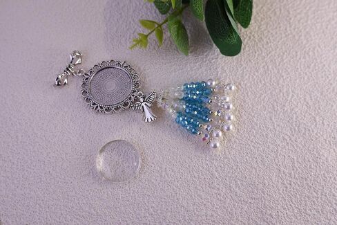 Something Blue Bridal Bouquet Charm Wedding Memorial Bride Shower Gift Wedding Bouquet Memorial for Mother Father DIY Photo Keepsake with Angel Bow Photo Locket in Saudi Arabia