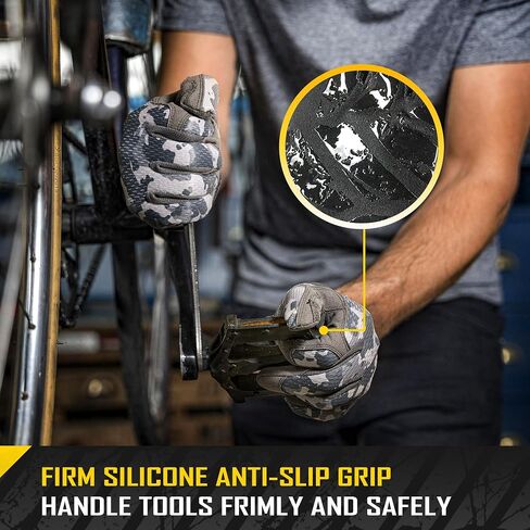 COOLJOB Touchscreen Utility Men’s Work Gloves with Grip, Slip-resistant Breathable Gloves for Driving Hunting Cycling, S-XL in Kuwait