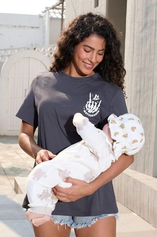 Nursing Shirts Maternity Tops for Women Zipper Summer Breastfeeding T-Shirt Pregnancy Clothes Friendly in Saudi Arabia