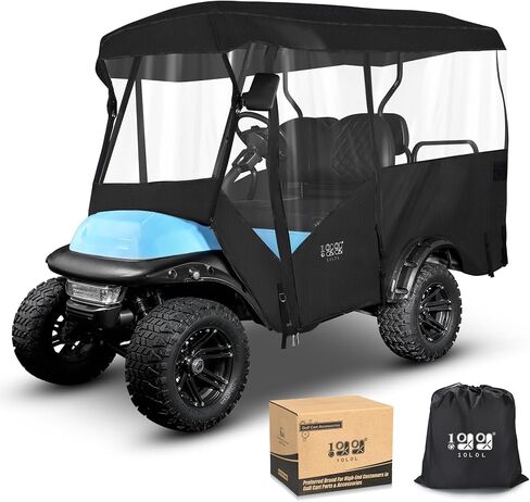10L0L Universal 4 Passenger Golf Cart Enclosure - Extended Roof 94" Fit for Yamaha, EZGO TXT RXV, Club Car DS Precedent, Golf Cart Rain Cover, 600D Waterproof Driving Enclosure with Side Mirror Open in Saudi Arabia