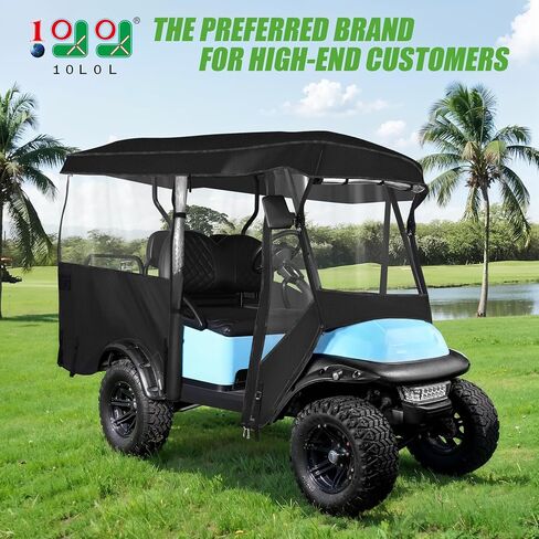 10L0L Universal 4 Passenger Golf Cart Enclosure - Extended Roof 94" Fit for Yamaha, EZGO TXT RXV, Club Car DS Precedent, Golf Cart Rain Cover, 600D Waterproof Driving Enclosure with Side Mirror Open in Saudi Arabia