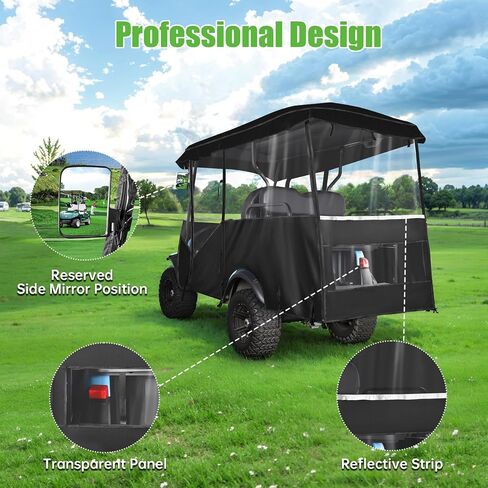 10L0L Universal 4 Passenger Golf Cart Enclosure - Extended Roof 94" Fit for Yamaha, EZGO TXT RXV, Club Car DS Precedent, Golf Cart Rain Cover, 600D Waterproof Driving Enclosure with Side Mirror Open in Saudi Arabia