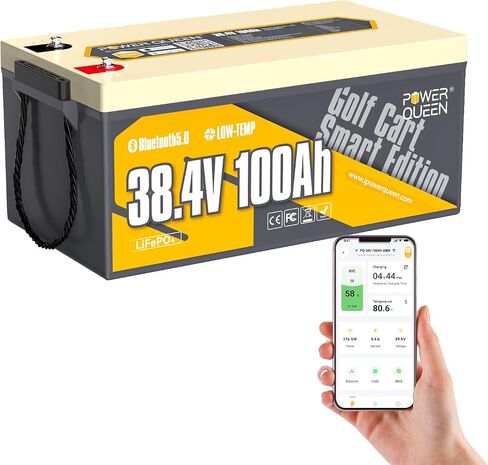 بطارية Power Queen 48V 30Ah Lithium Golf Cart، بطارية GC2 LiFePO4 Bluetooth، 100A Smart BMS، حماية من درجات الحرارة المنخفضة، تدعم محرك يصل إلى 3 كيلو وات، خرج طاقة مستمر بحد أقصى 4.096 كيلو وات، مثالي لعربات الجولف in Kuwait