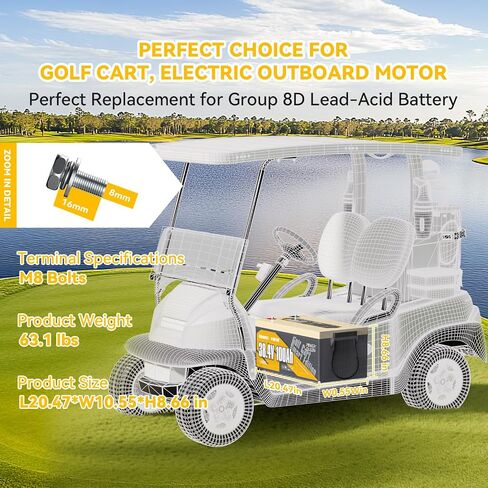 بطارية Power Queen 48V 30Ah Lithium Golf Cart، بطارية GC2 LiFePO4 Bluetooth، 100A Smart BMS، حماية من درجات الحرارة المنخفضة، تدعم محرك يصل إلى 3 كيلو وات، خرج طاقة مستمر بحد أقصى 4.096 كيلو وات، مثالي لعربات الجولف in Kuwait