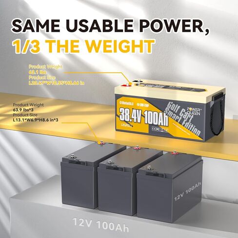 بطارية Power Queen 48V 30Ah Lithium Golf Cart، بطارية GC2 LiFePO4 Bluetooth، 100A Smart BMS، حماية من درجات الحرارة المنخفضة، تدعم محرك يصل إلى 3 كيلو وات، خرج طاقة مستمر بحد أقصى 4.096 كيلو وات، مثالي لعربات الجولف in Kuwait