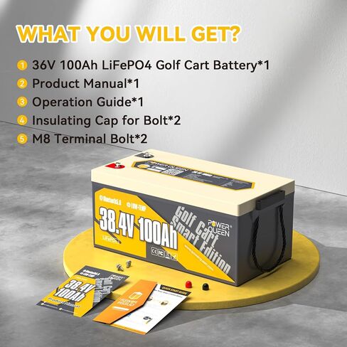 بطارية Power Queen 48V 30Ah Lithium Golf Cart، بطارية GC2 LiFePO4 Bluetooth، 100A Smart BMS، حماية من درجات الحرارة المنخفضة، تدعم محرك يصل إلى 3 كيلو وات، خرج طاقة مستمر بحد أقصى 4.096 كيلو وات، مثالي لعربات الجولف in Kuwait