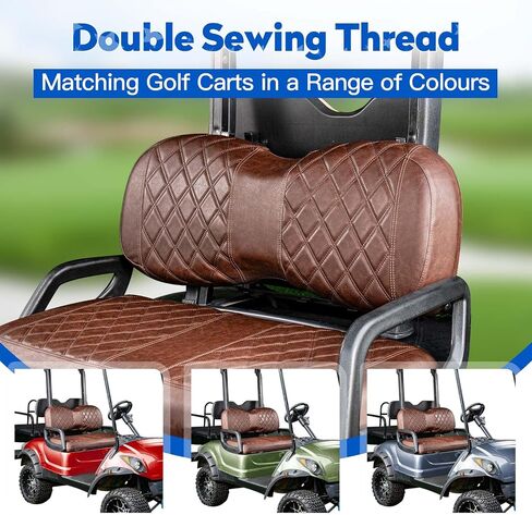 NOKINS Golf Cart Diamond Seat Covers Kit, Fit for Yamaha Drive/Drive2 OEM Standard Front Seat Cushion, No Nails Required & Easy to Clean, Breathable Vinyl Seat Covers (Brown and Brown 8438) in Saudi Arabia