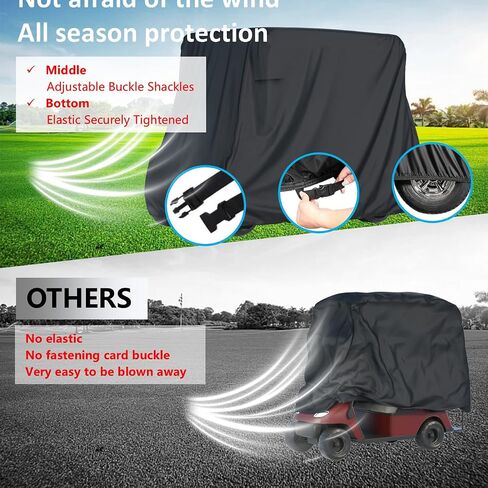 غطاء عربة جولف للركاب 2/4 لسيارة نادي Yamaha EZGO، بوليستر مقاوم للماء 420T مع طلاء فضي، مقاوم للماء، مقاوم للغبار، مقاوم للرياح، مقاوم لأشعة الشمس، حماية من جميع الأحوال الجوية (95-48-73-فضي) in Kuwait